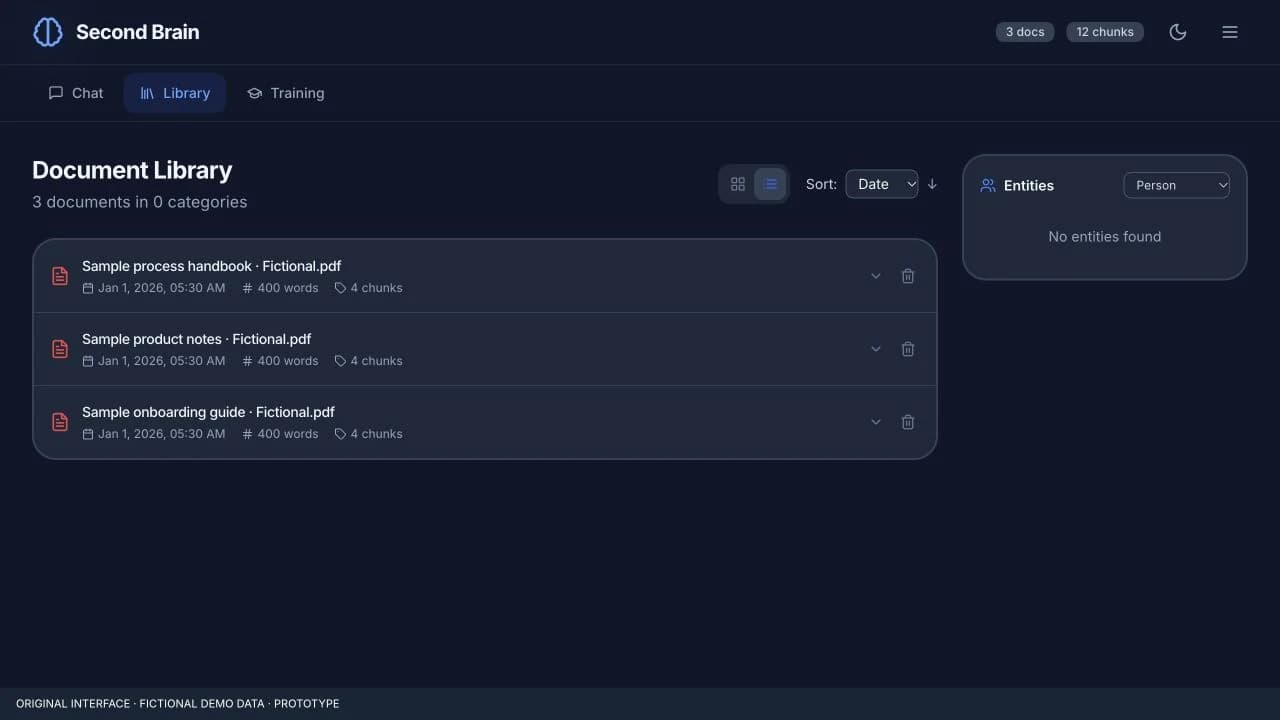 Document library — original list view with fictional document records.